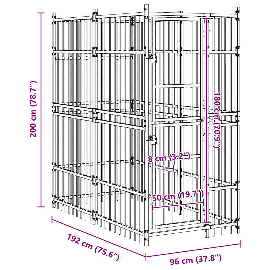 vidaXL Dog Kennel 1.84 m² Steel