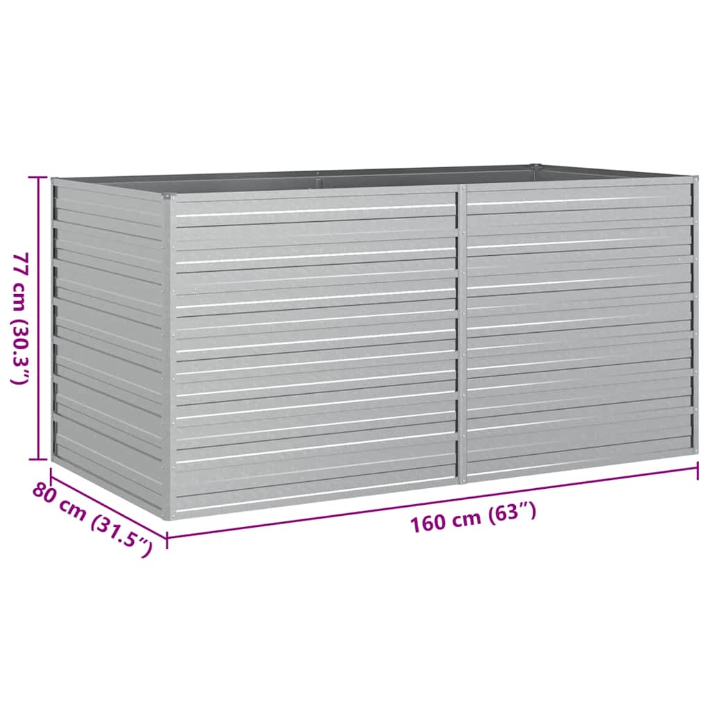 vidaXL Plantenbak verhoogd 160x80x77 cm gegalvaniseerd staal zilver