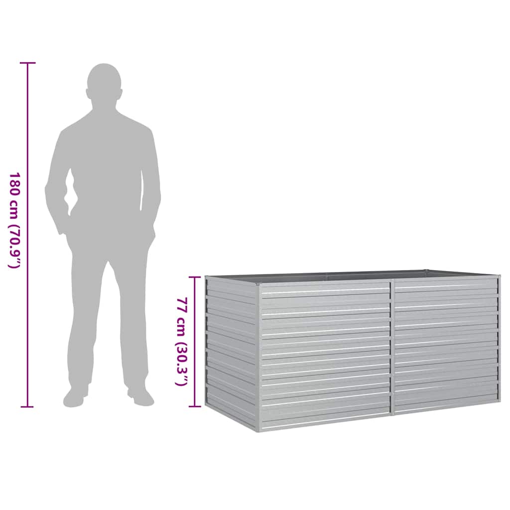 vidaXL Plantenbak verhoogd 160x80x77 cm gegalvaniseerd staal zilver