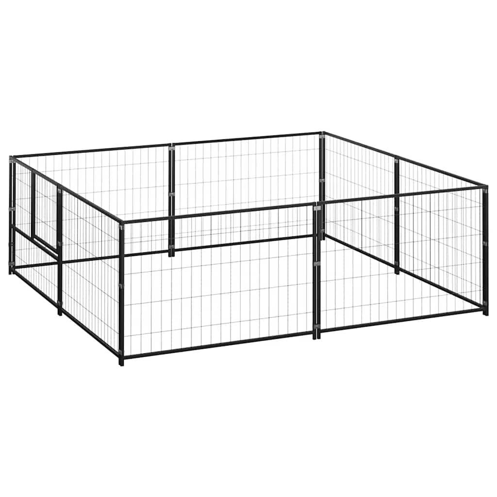 vidaXL Dog Kennel 4 m² Steel Black