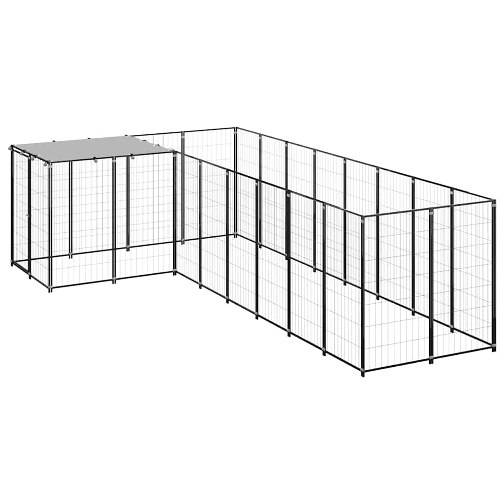 vidaXL Dog Kennel 6.05 m² Steel Black