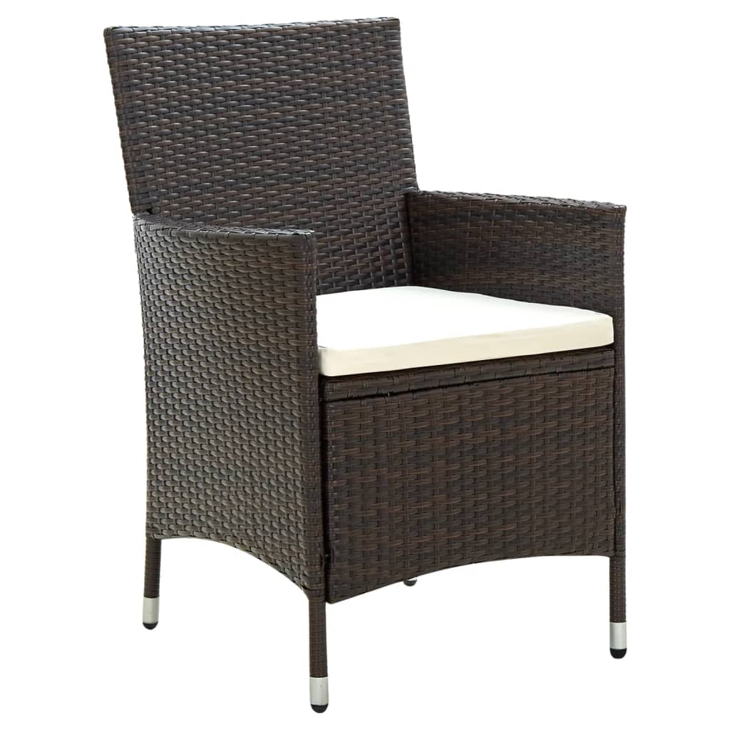 vidaXL Tuinstoelen 2 st met kussens poly rattan bruin