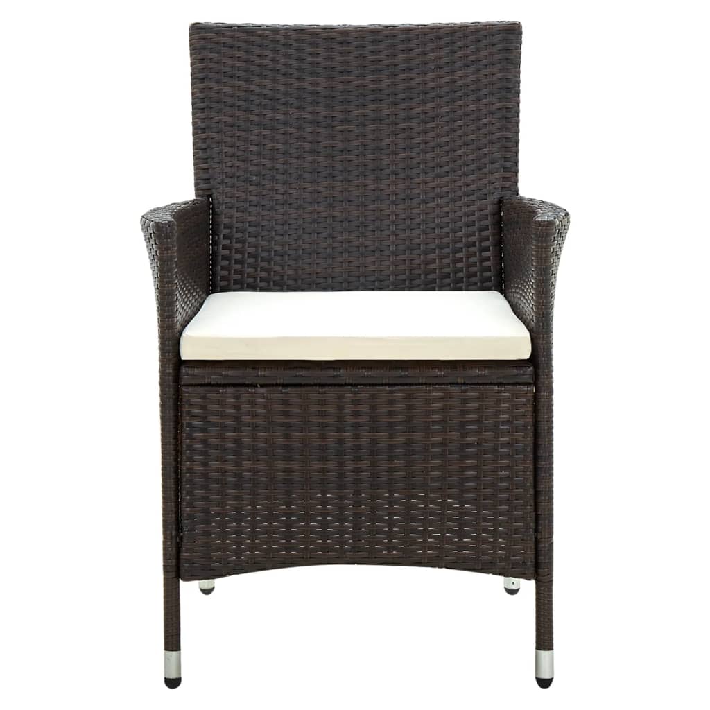 vidaXL Tuinstoelen 2 st met kussens poly rattan bruin