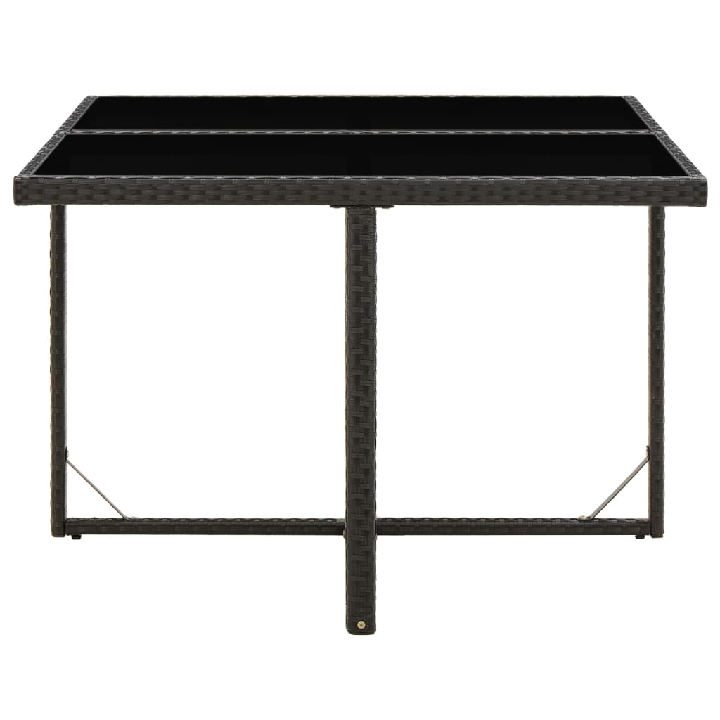 vidaXL Tuintafel 109x107x74 cm poly rattan en glas zwart