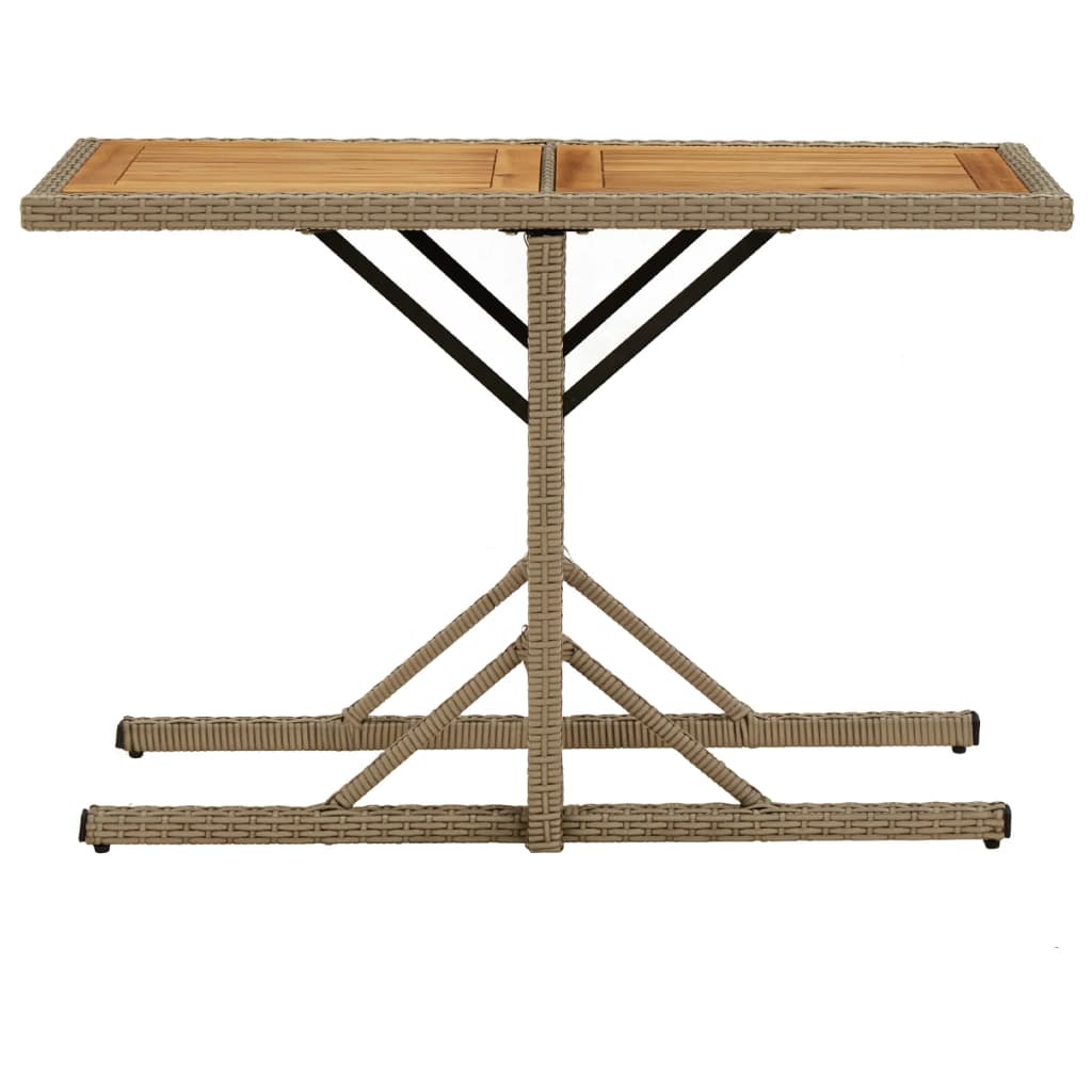 vidaXL Tuintafel massief acaciahout en poly rattan beige