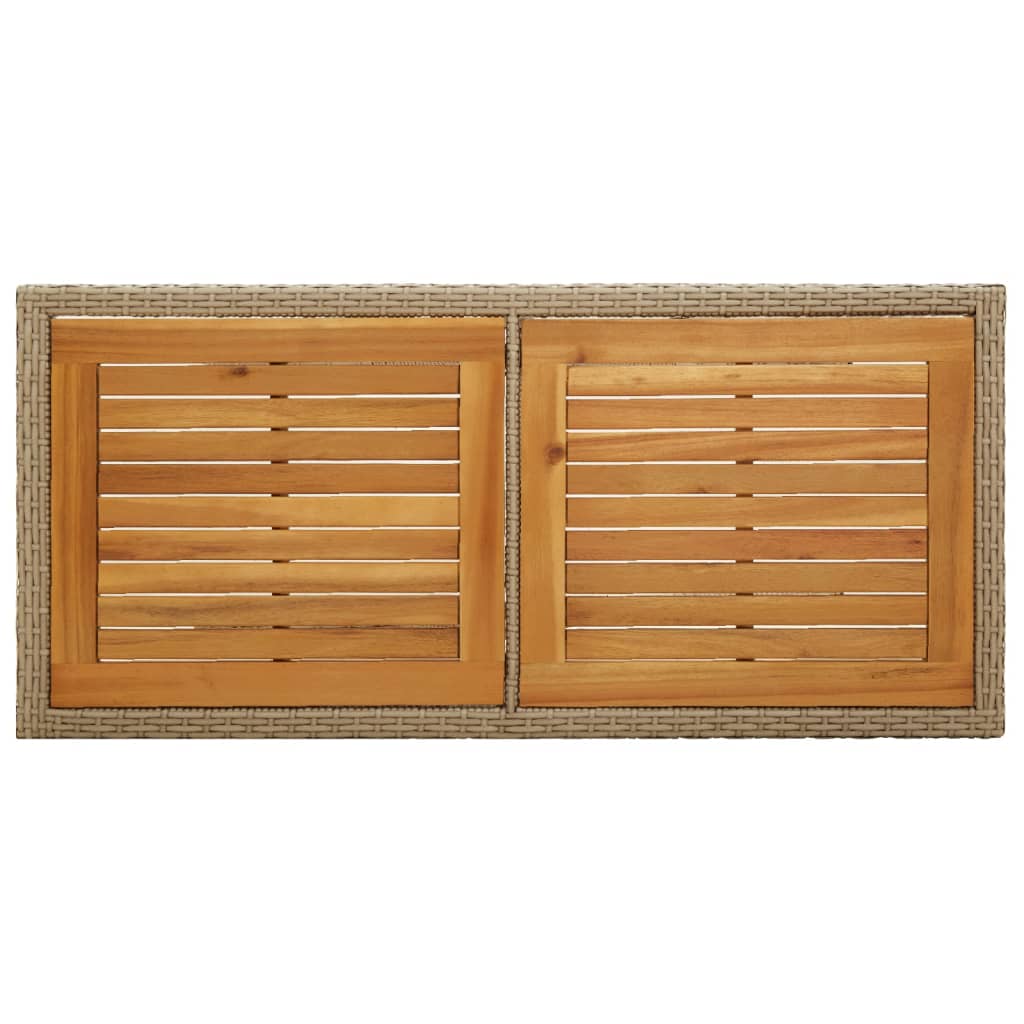 vidaXL Tuintafel massief acaciahout en poly rattan beige