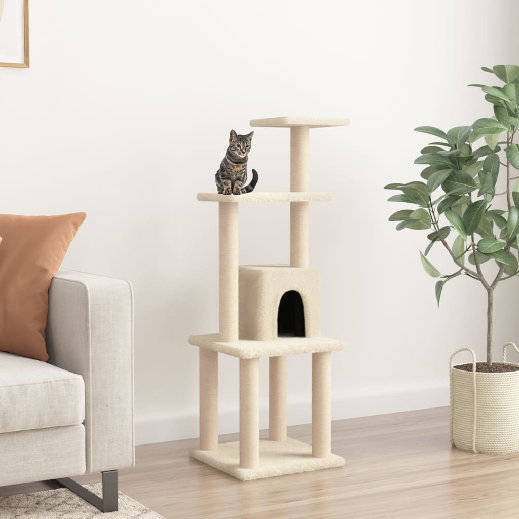 vidaXL Cat scratching post with sisal scratching posts 105 cm cream