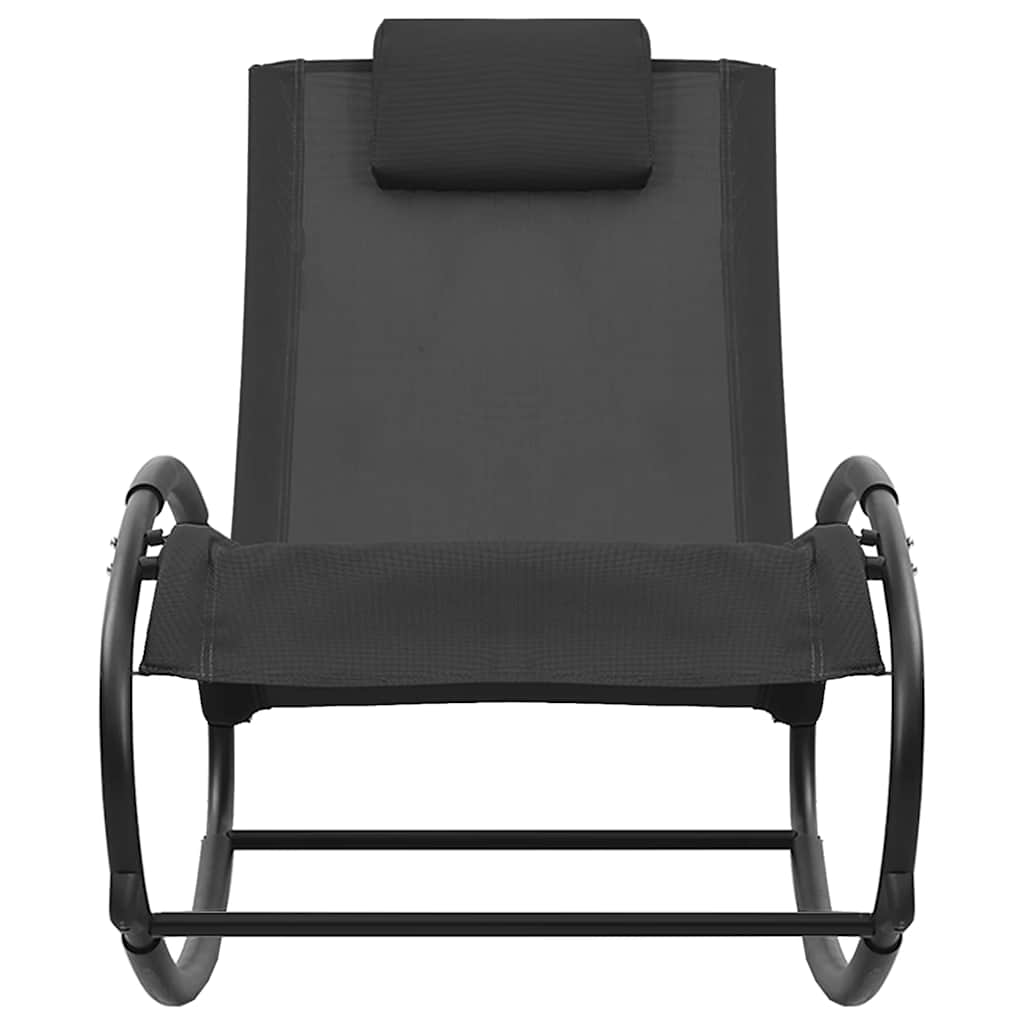 vidaXL Sun Lounger with Cushion Steel and Textilene Black