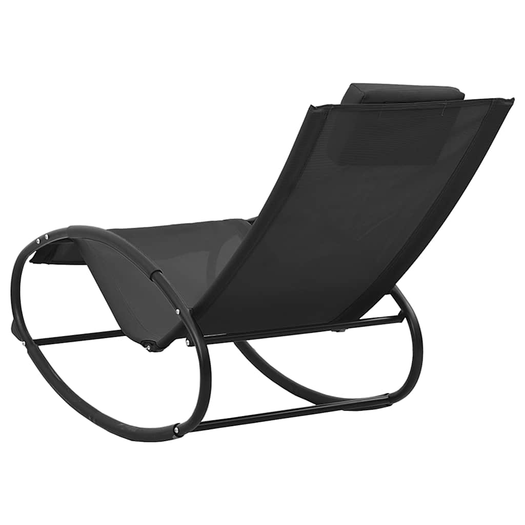 vidaXL Sun Lounger with Cushion Steel and Textilene Black