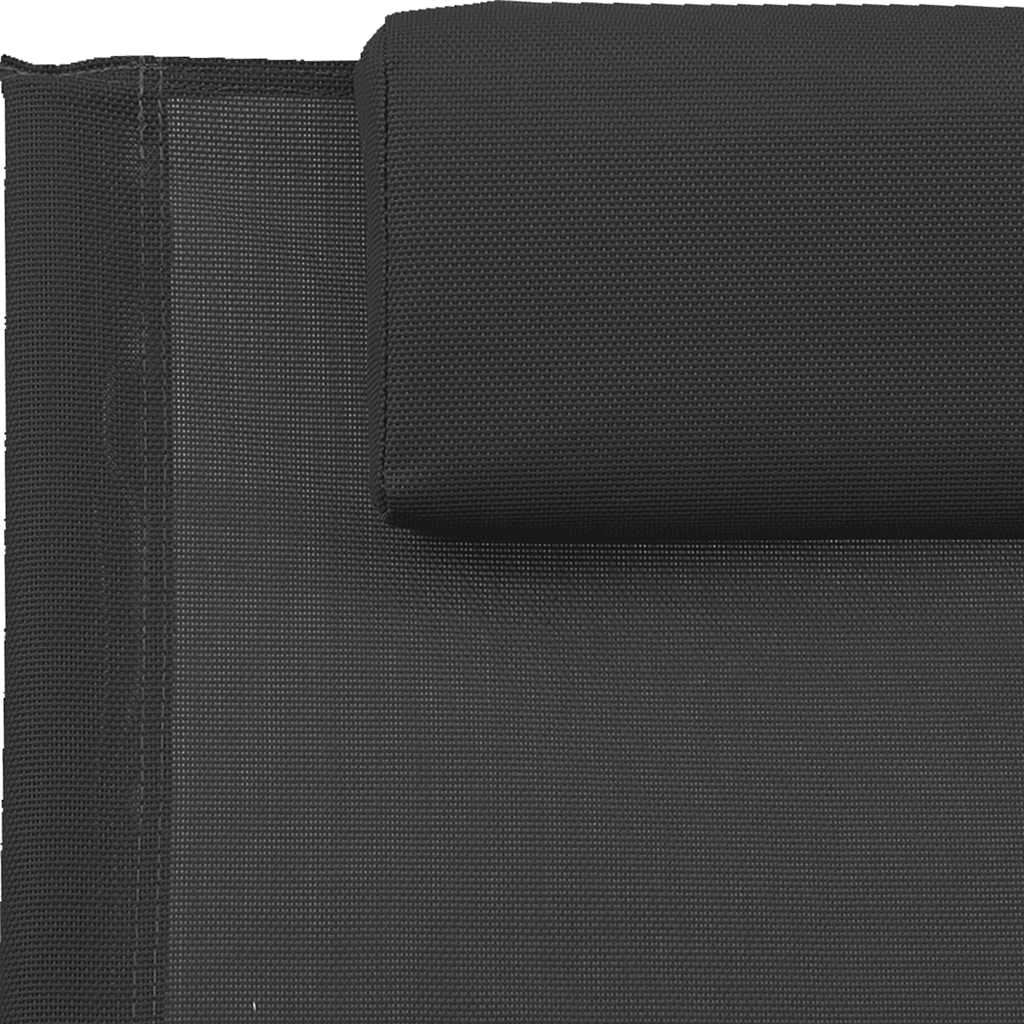 vidaXL Sun Lounger with Cushion Steel and Textilene Black