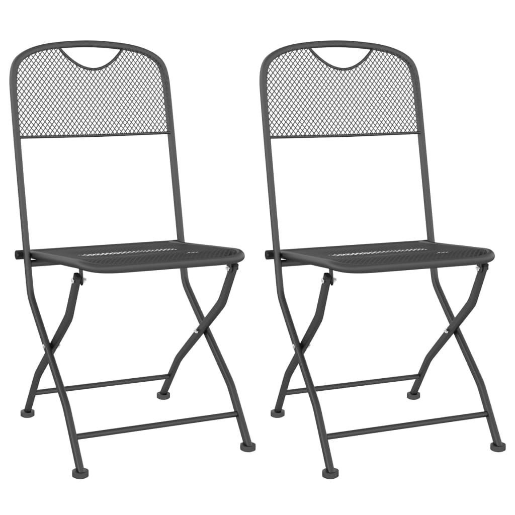 vidaXL Folding Garden Chairs 2 pcs Mesh Anthracite