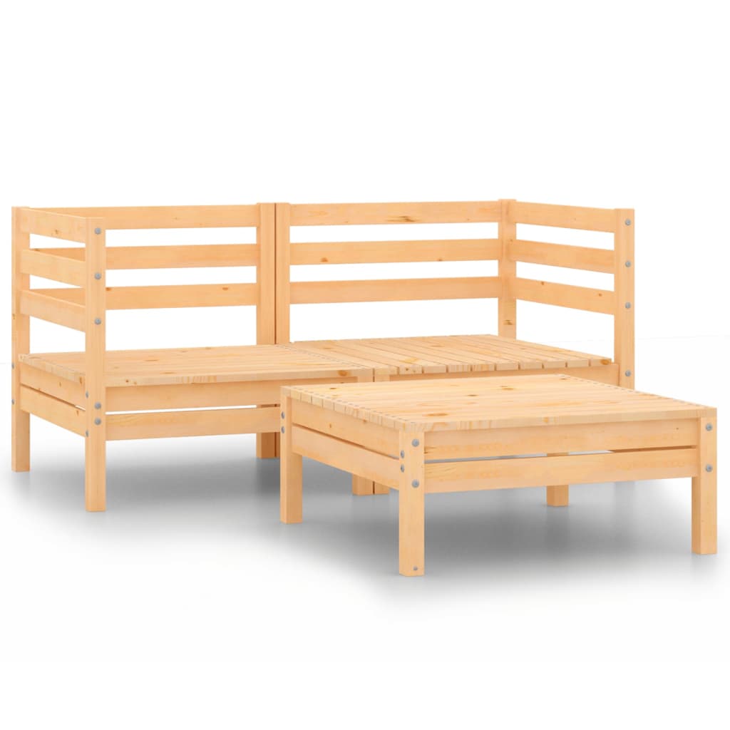 vidaXL 3-delige Loungeset massief grenenhout