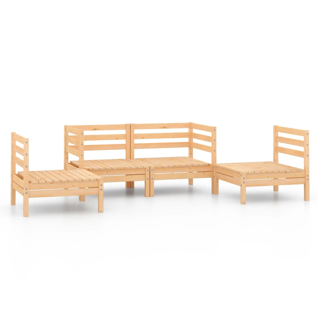 vidaXL 4-Piece Solid Pine Wood Lounge Set
