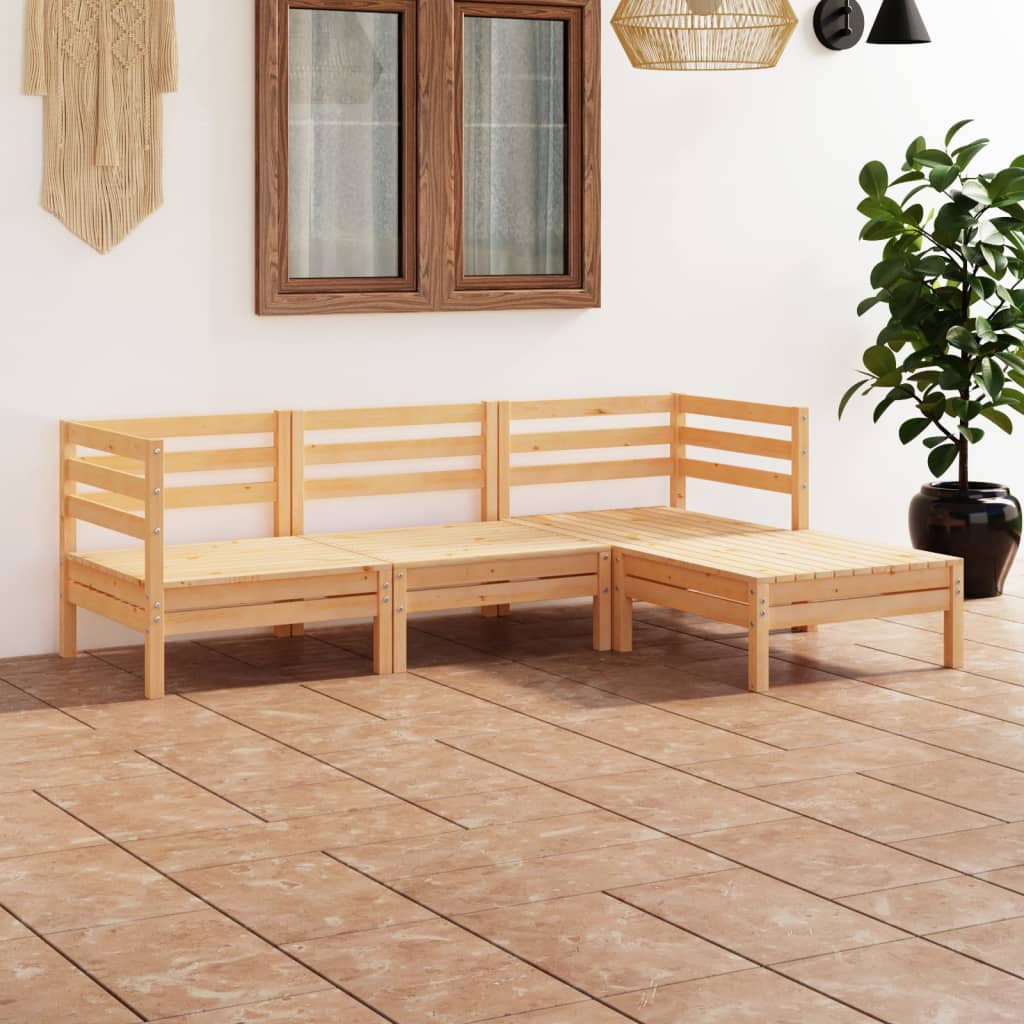 vidaXL 4-Piece Solid Pine Wood Lounge Set