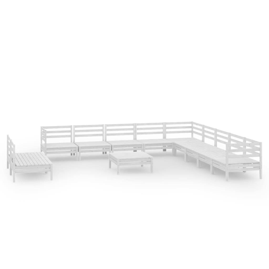 vidaXL 12-delige Loungeset massief grenenhout wit