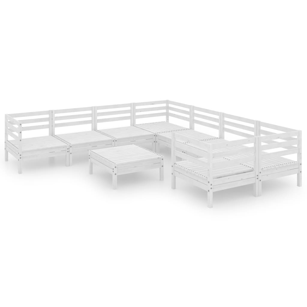 vidaXL 9-delige Loungeset massief grenenhout wit