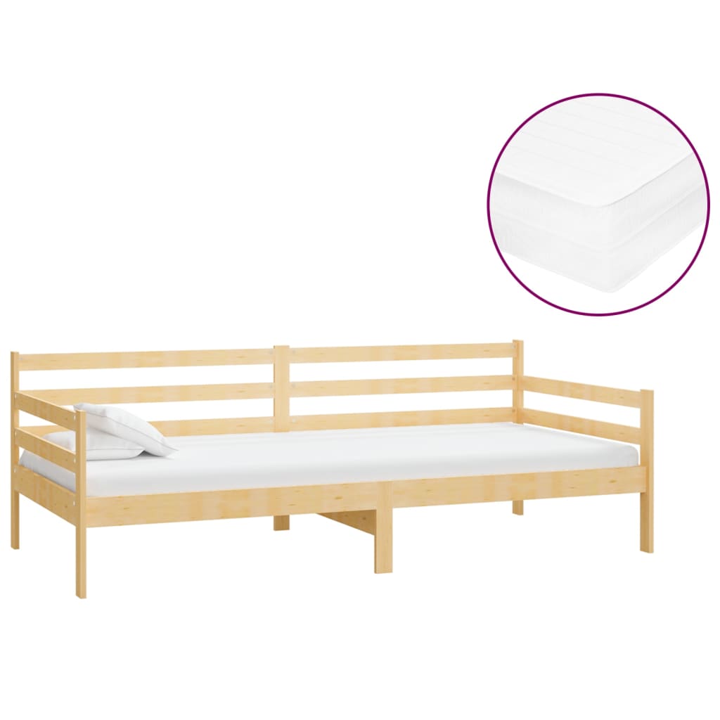 vidaXL Slaapbank met matras massief grenenhout 90x200 cm