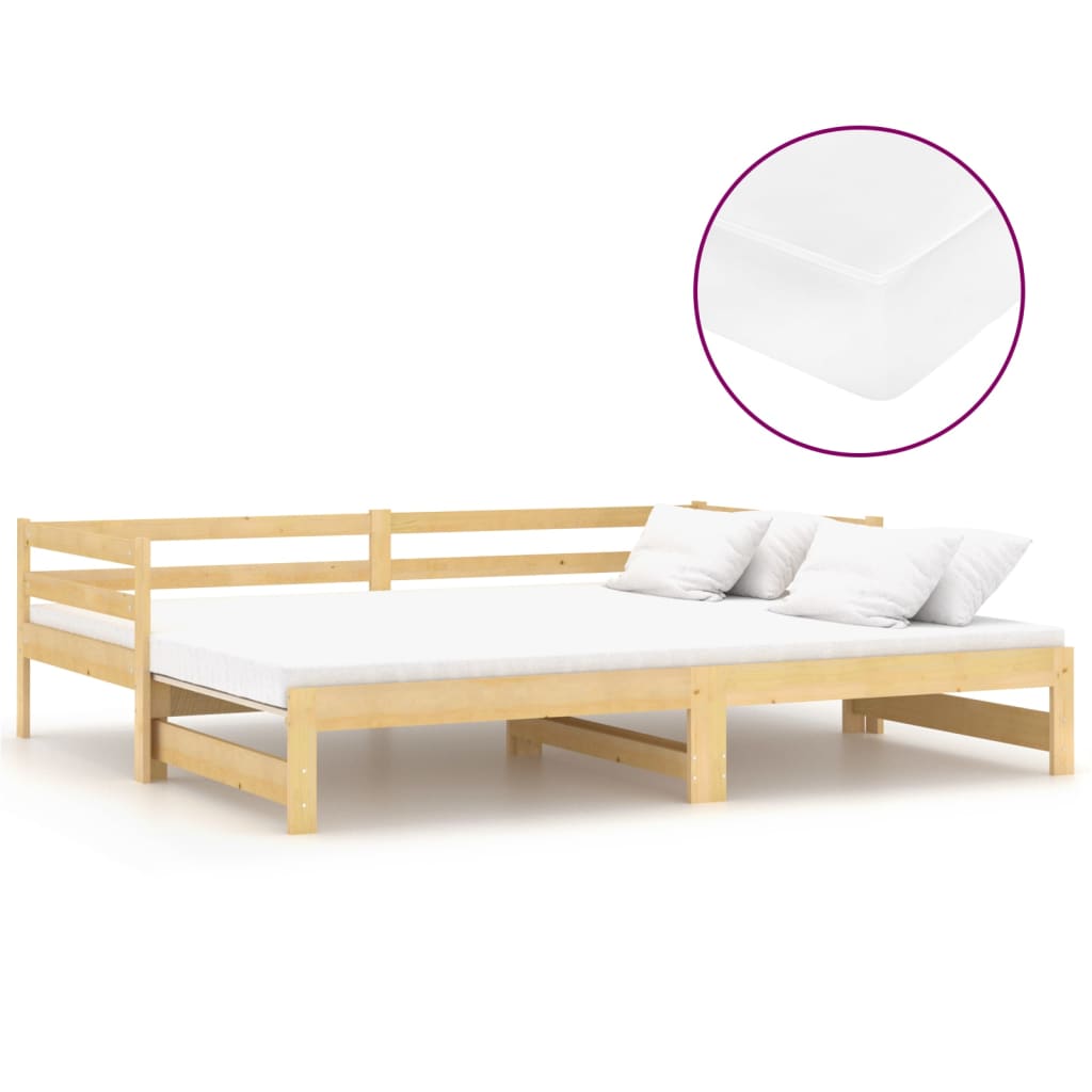 vidaXL Slaapbank uitschuifbaar massief grenenhout 2x(90x200) cm
