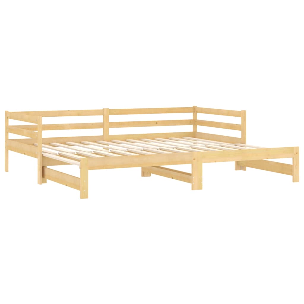 vidaXL Slaapbank uitschuifbaar massief grenenhout 2x(90x200) cm