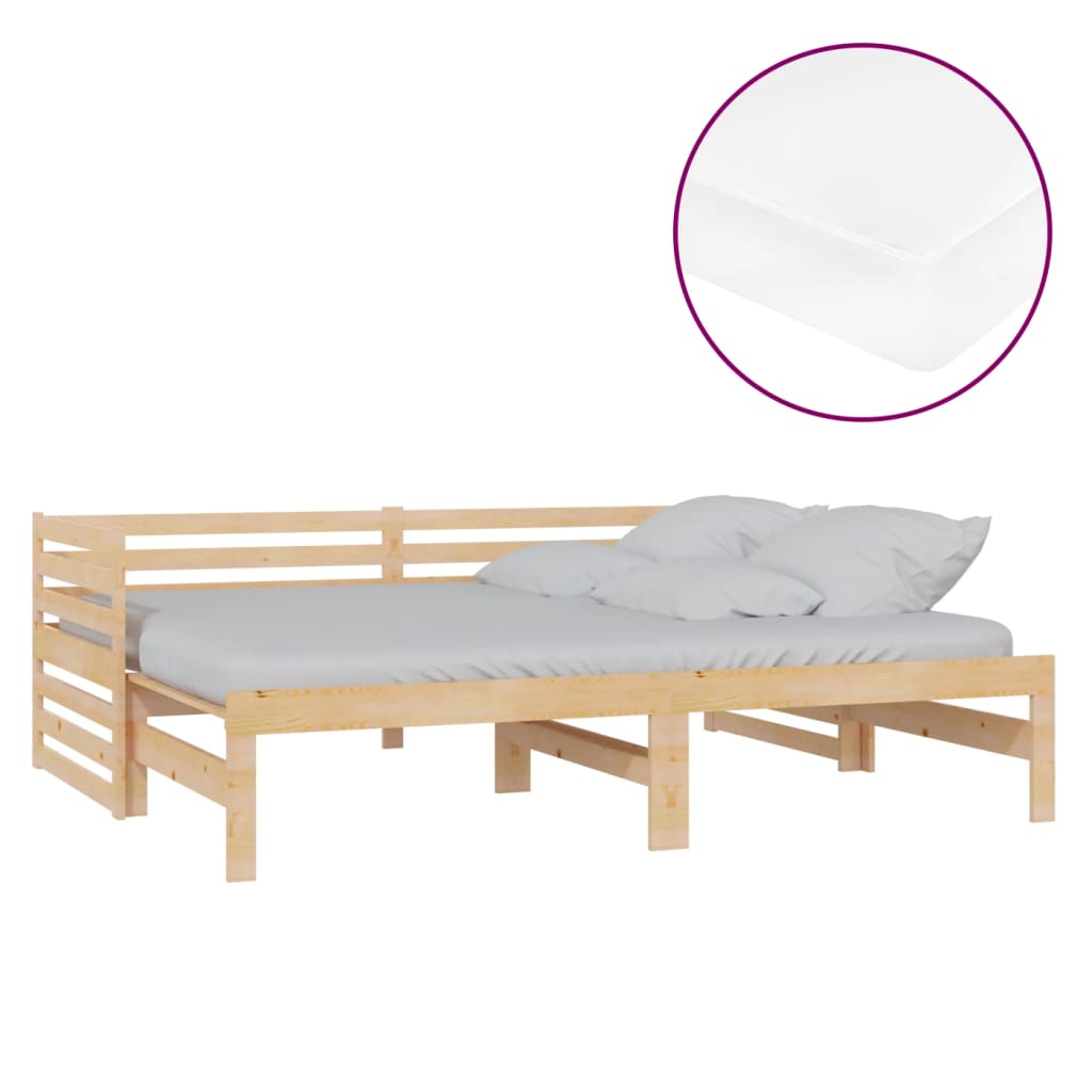 vidaXL Slaapbank uitschuifbaar massief grenenhout 2x(90x200) cm