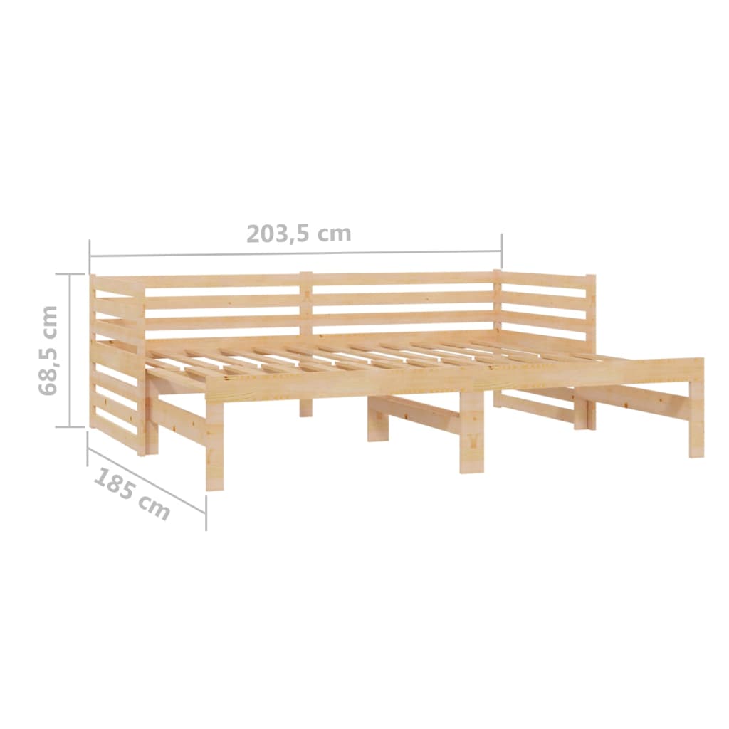 vidaXL Slaapbank uitschuifbaar massief grenenhout 2x(90x200) cm