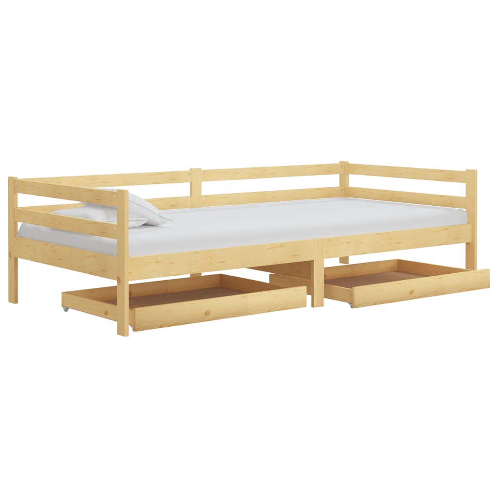 vidaXL Slaapbank met lades massief grenenhout 90x200 cm