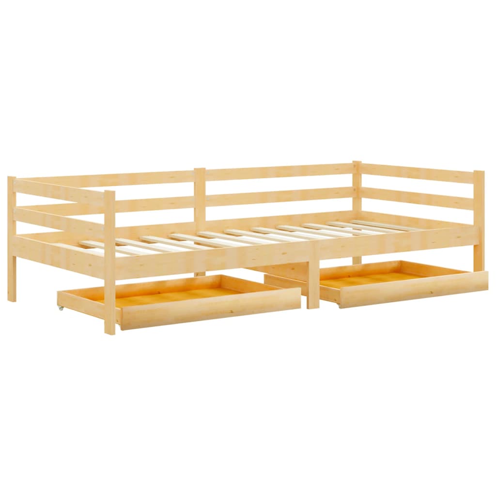 vidaXL Slaapbank met lades massief grenenhout 90x200 cm