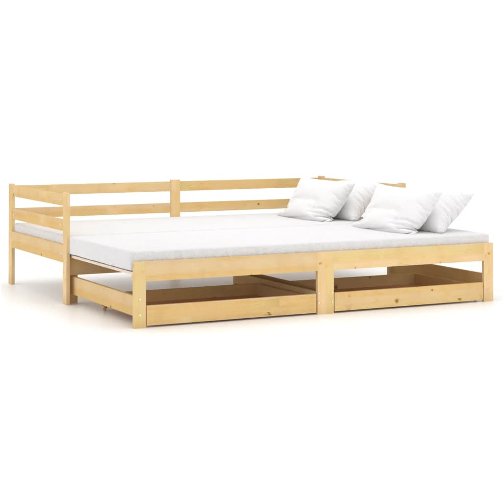 vidaXL Slaapbank uitschuifbaar massief grenenhout 2x(90x200) cm
