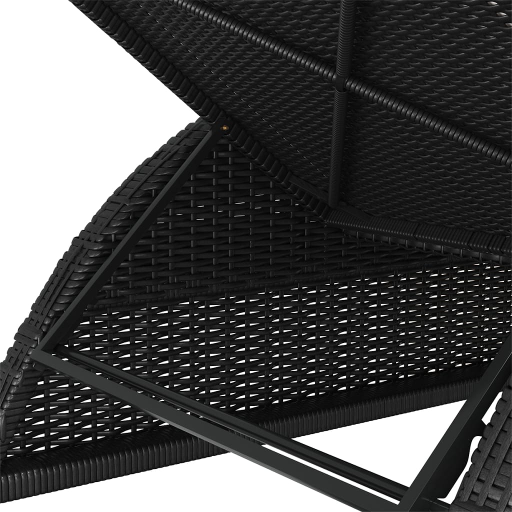 vidaXL Sun Lounger with Cream Cushion Poly Rattan Black