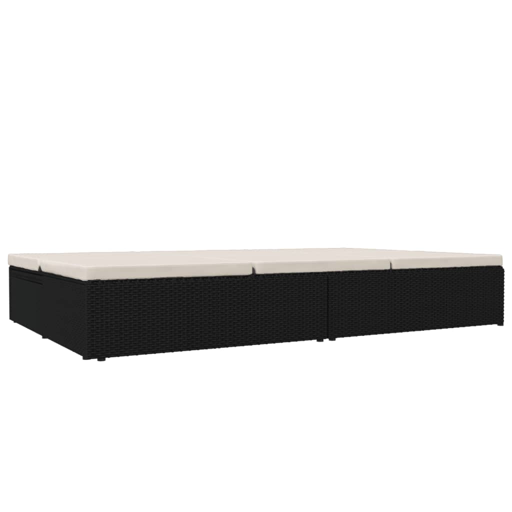 vidaXL Ligbed met kussens converteerbaar poly rattan zwart