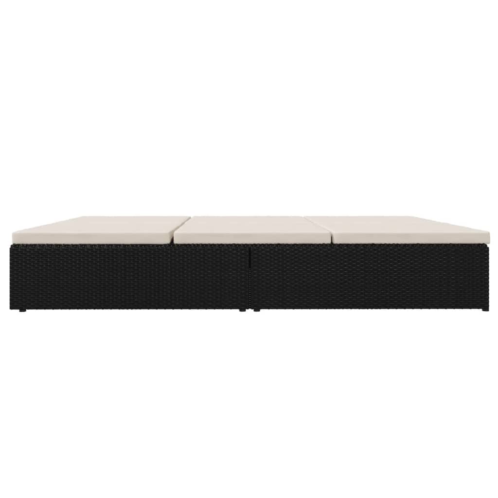 vidaXL Ligbed met kussens converteerbaar poly rattan zwart