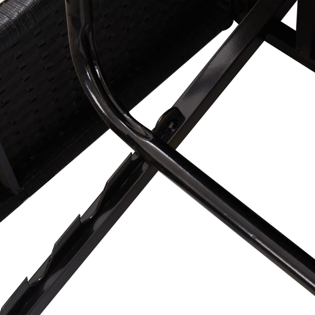 vidaXL Ligbed met kussens converteerbaar poly rattan zwart