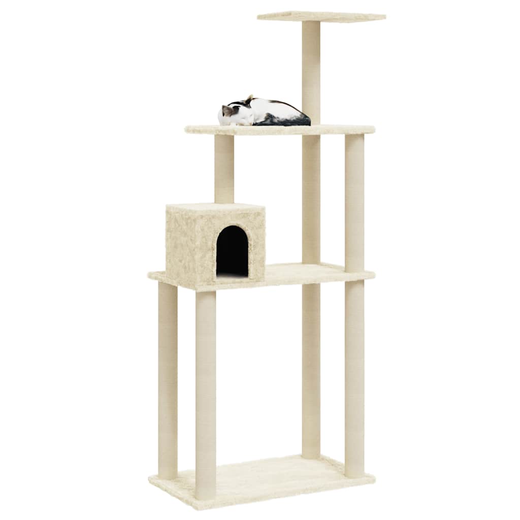 vidaXL Cat scratcher with sisal scratching posts 147 cm cream