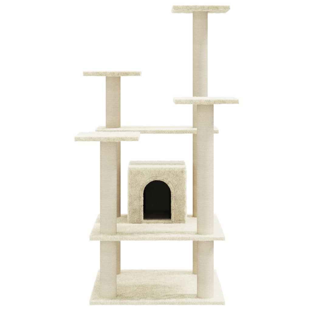 vidaXL Cat Scratching Tree with Sisal Scratching Posts 110 cm Cream