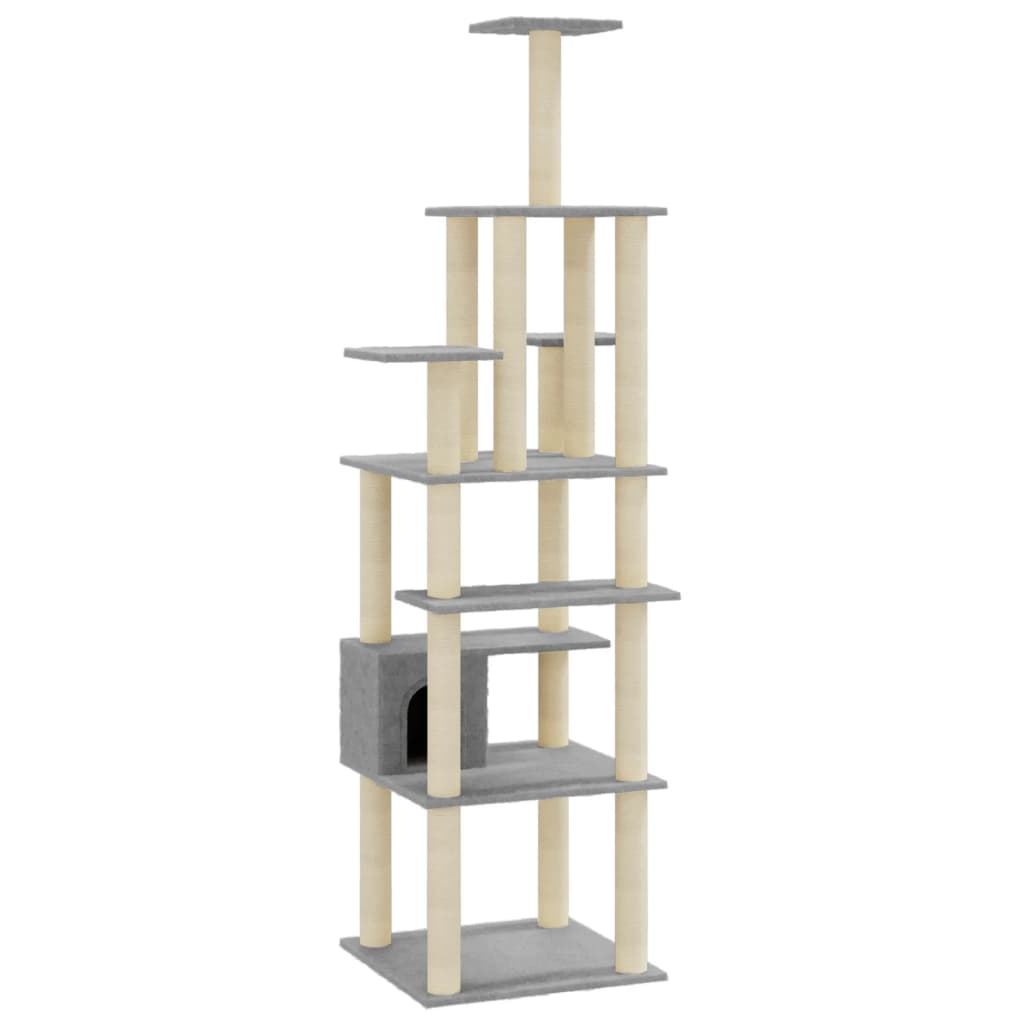 vidaXL Cat scratching tree with sisal scratching posts 183 cm light grey