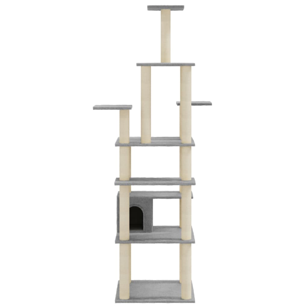 vidaXL Cat scratching tree with sisal scratching posts 183 cm light grey
