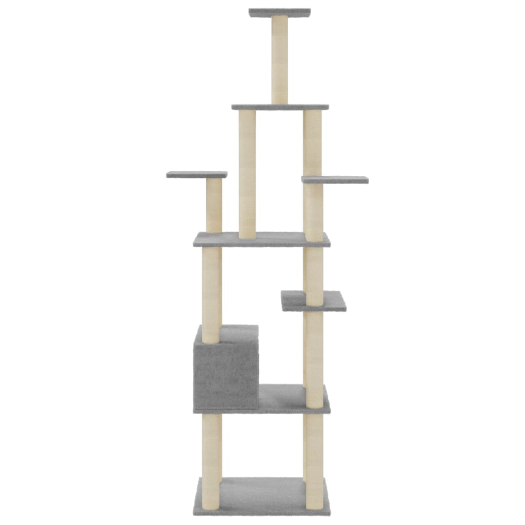 vidaXL Cat scratching tree with sisal scratching posts 183 cm light grey