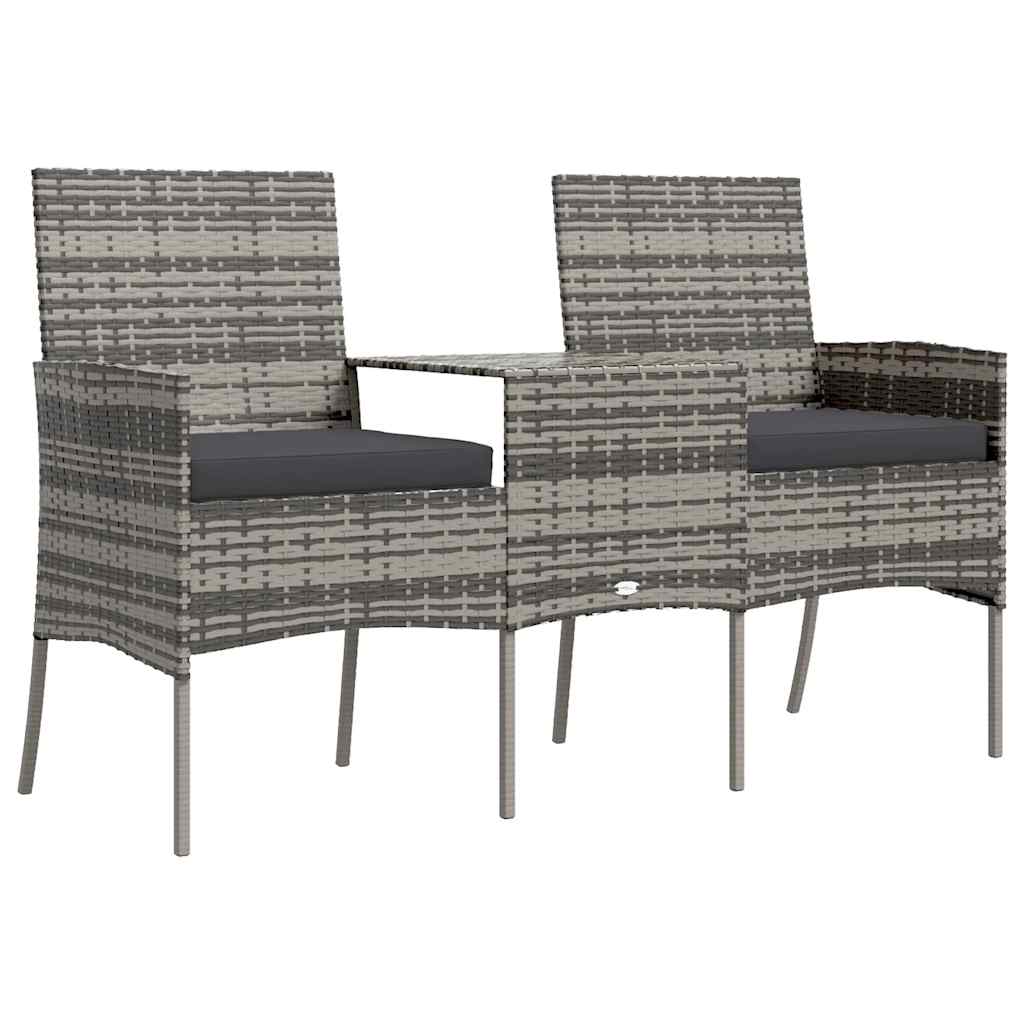 vidaXL Banquette de jardin 2 places avec tafeltje poly rotin couleur antraciet