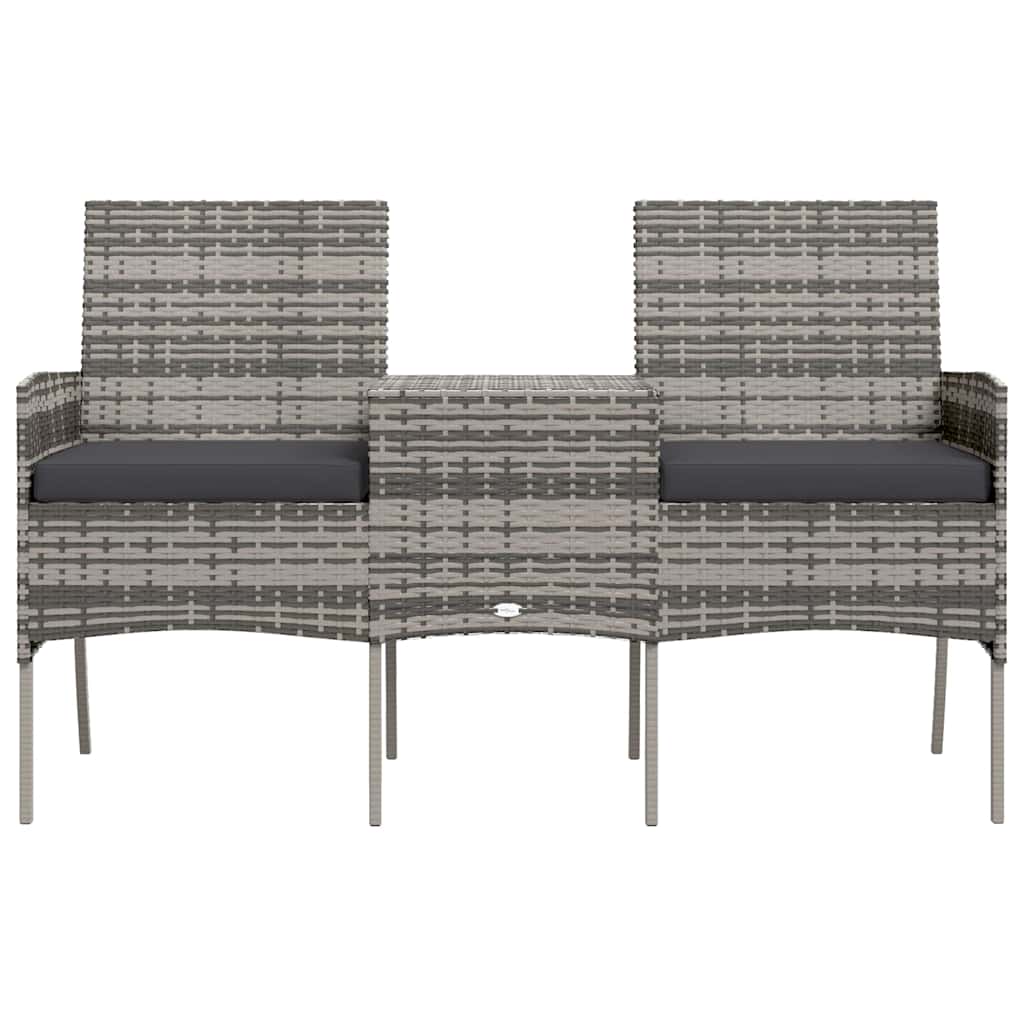 vidaXL Banquette de jardin 2 places avec tafeltje poly rotin couleur antraciet