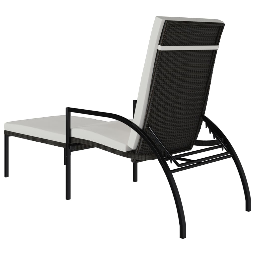vidaXL Ligbedden 2 st met voetensteun polyetheen rattan bruin
