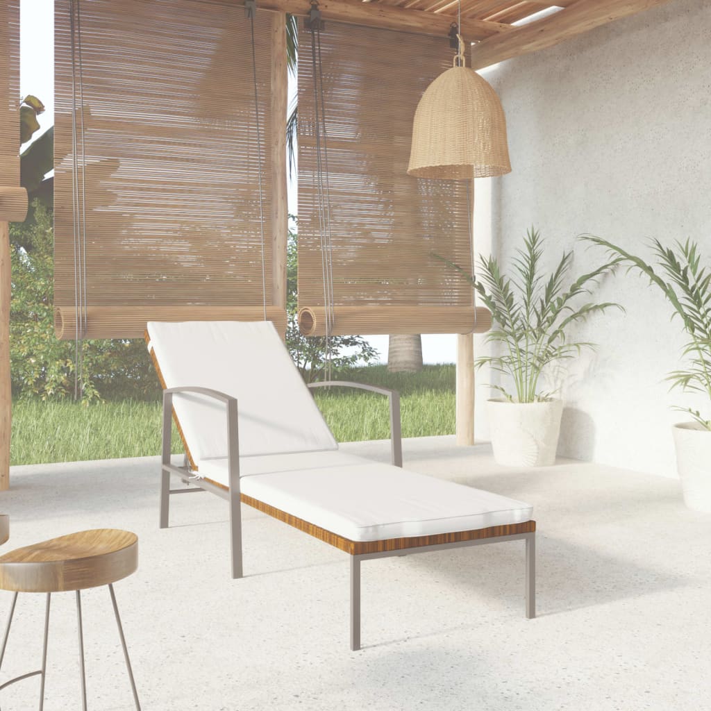 vidaXL Sun Lounger with Cushion Poly Rattan Brown