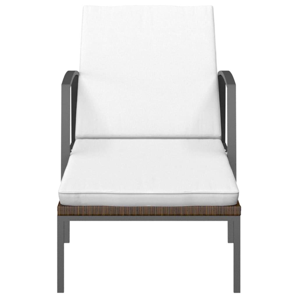 vidaXL Ligbedden 2 st met tafel poly rattan bruin