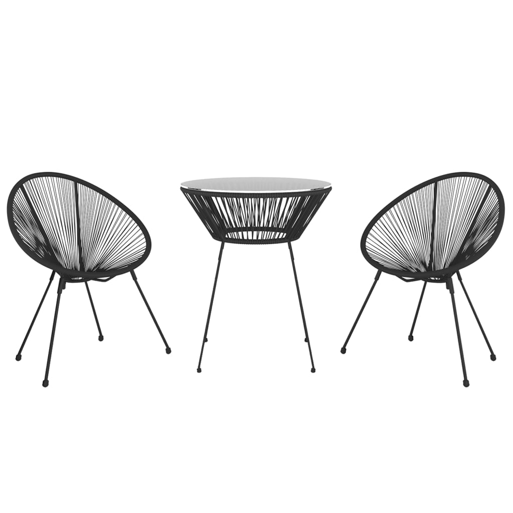 vidaXL 3-Piece Garden Dining Set Black