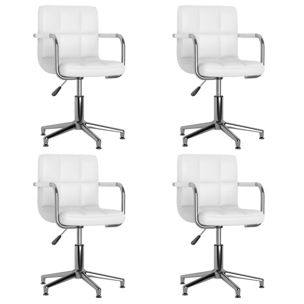 vidaXL Eetkamerstoelen draaibaar 4 st kunstleer wit