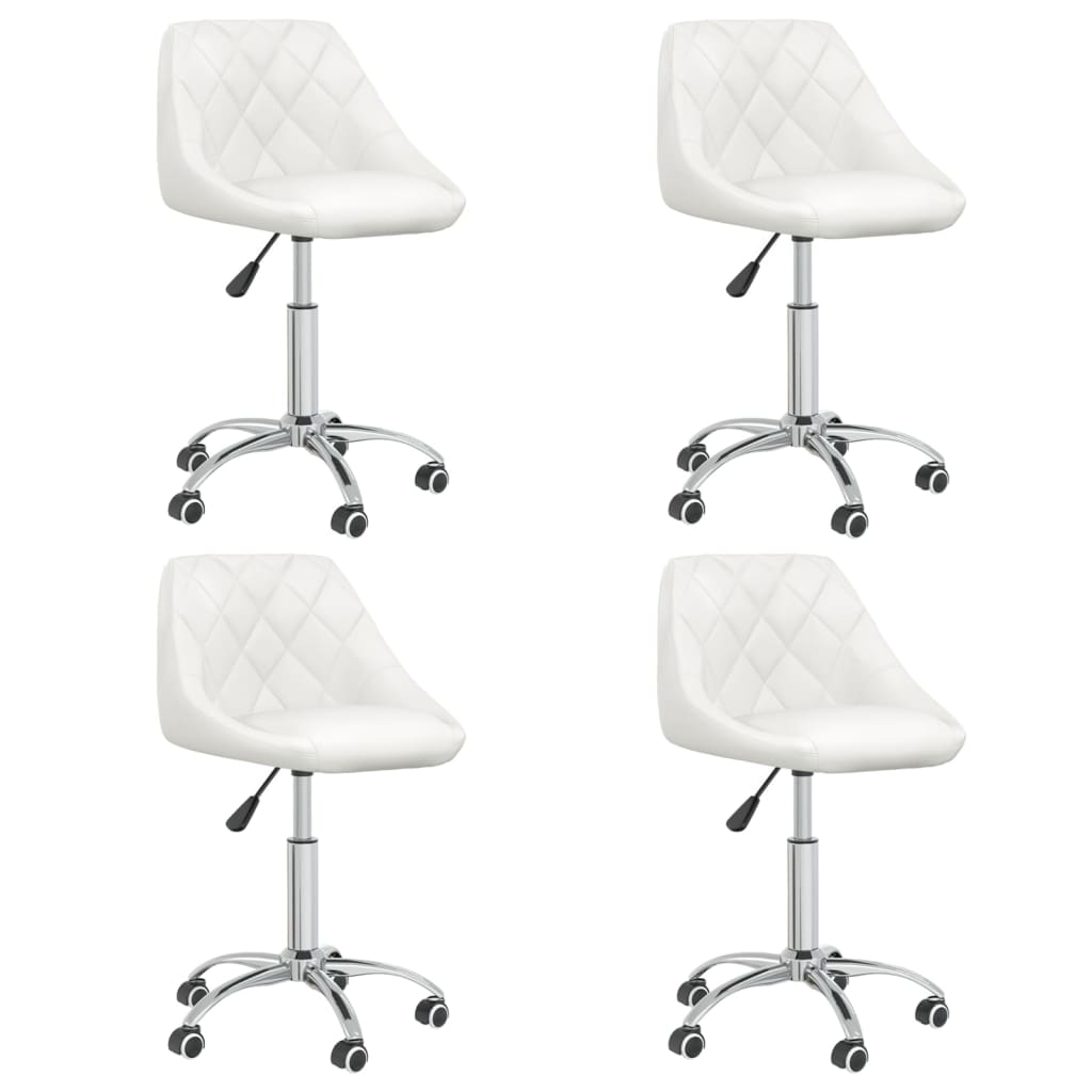 vidaXL Eetkamerstoelen draaibaar 4 st kunstleer wit