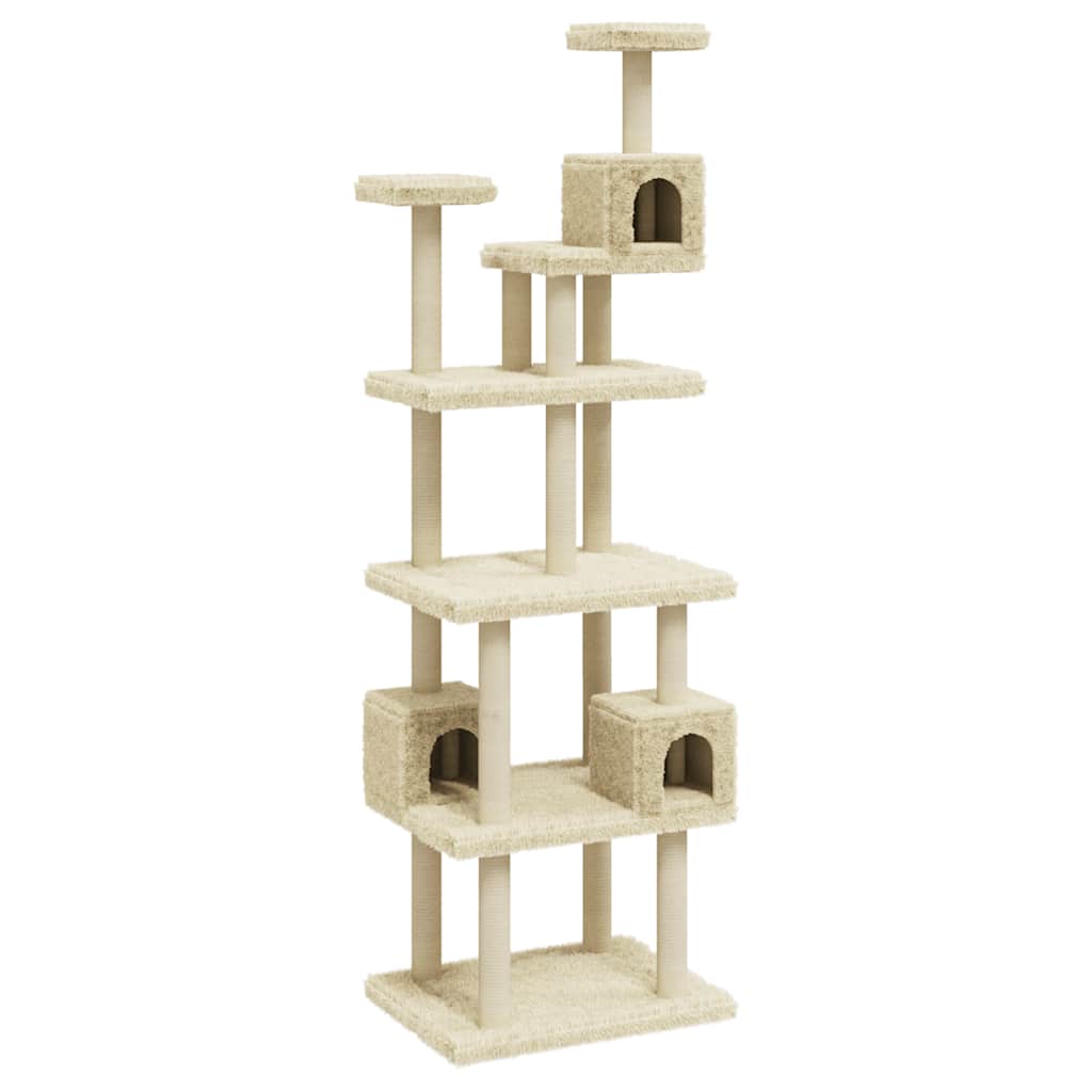 vidaXL Cat Tree with Sisal Scratching Posts 188 cm Cream