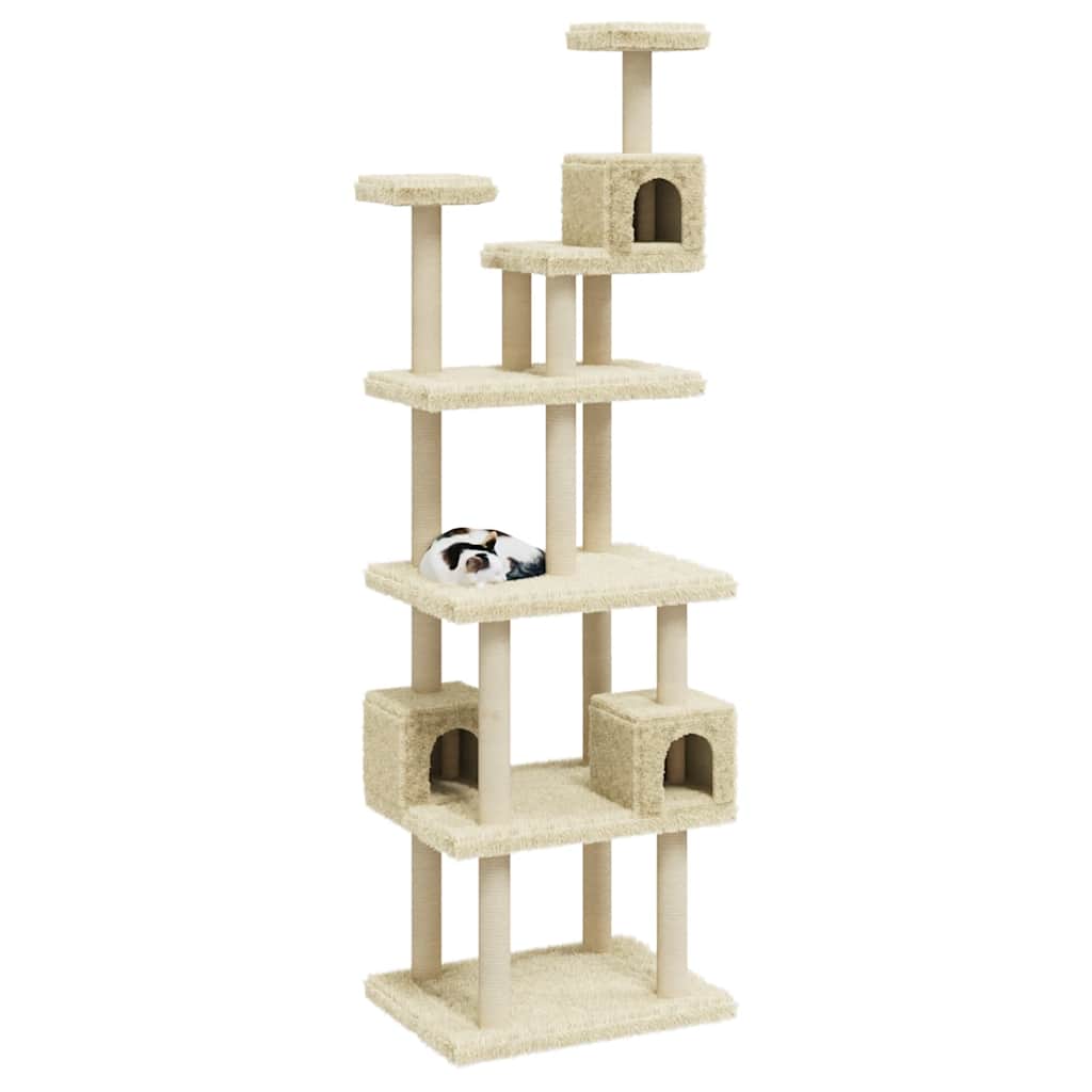 vidaXL Cat Tree with Sisal Scratching Posts 188 cm Cream