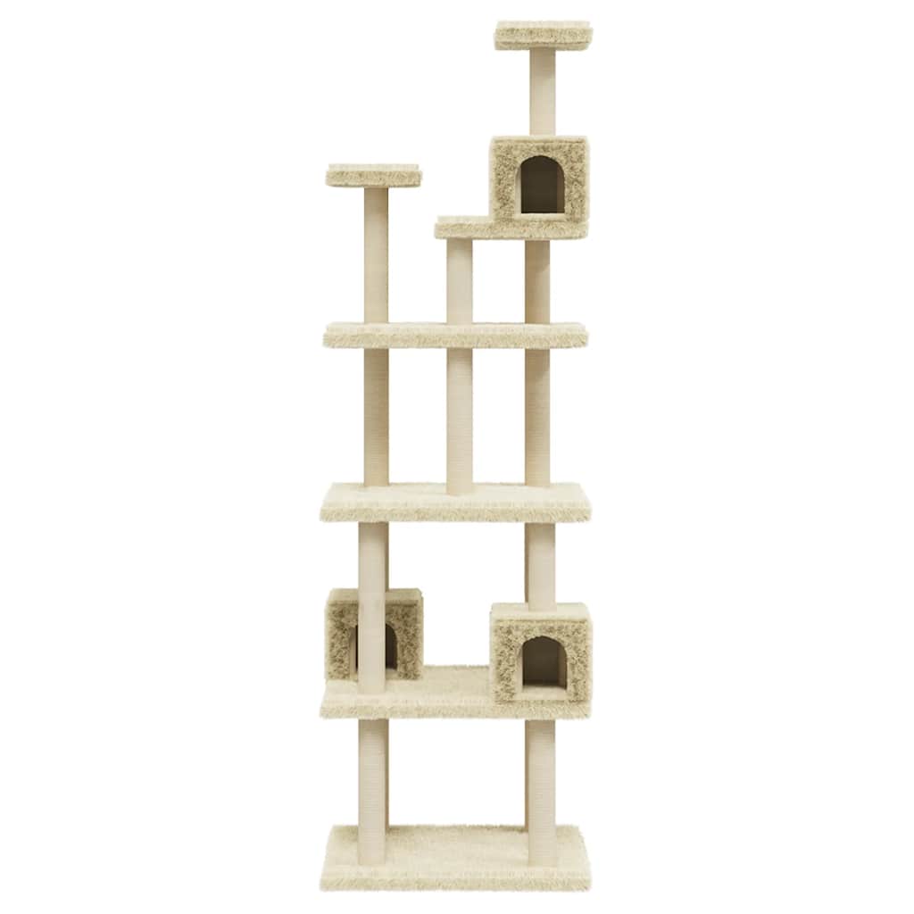 vidaXL Cat Tree with Sisal Scratching Posts 188 cm Cream