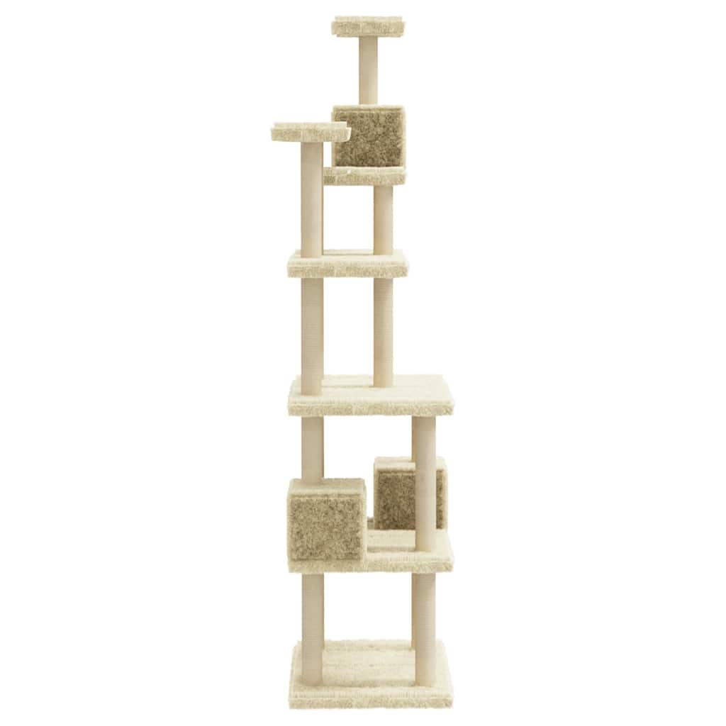 vidaXL Cat Tree with Sisal Scratching Posts 188 cm Cream