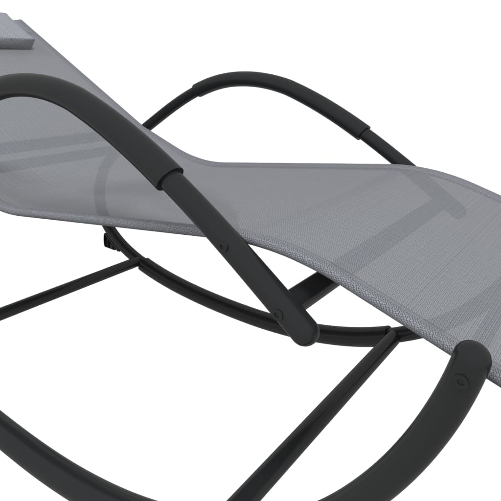 vidaXL Sun Lounger Rocking Steel and Textilene Black